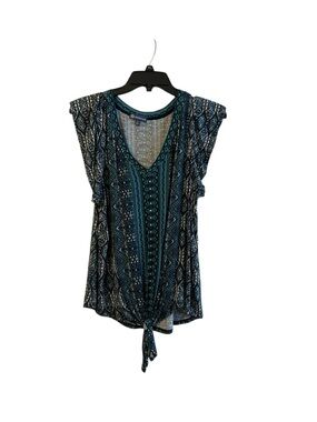 Democracy turquoise flutter sleeve top